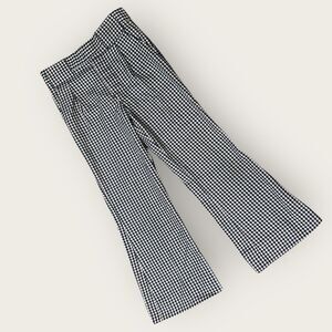 Vintage 60s 70s Kids Gingham Pants Blue White Flare Leg High Rise Falcon Zip - 8